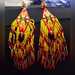 Colorful Beaded Fringe Earrings
